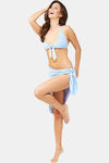 Secrets By ZeroKaata Solid Ribbed Bikini Set with Sarong - Blue — thumbnail 6